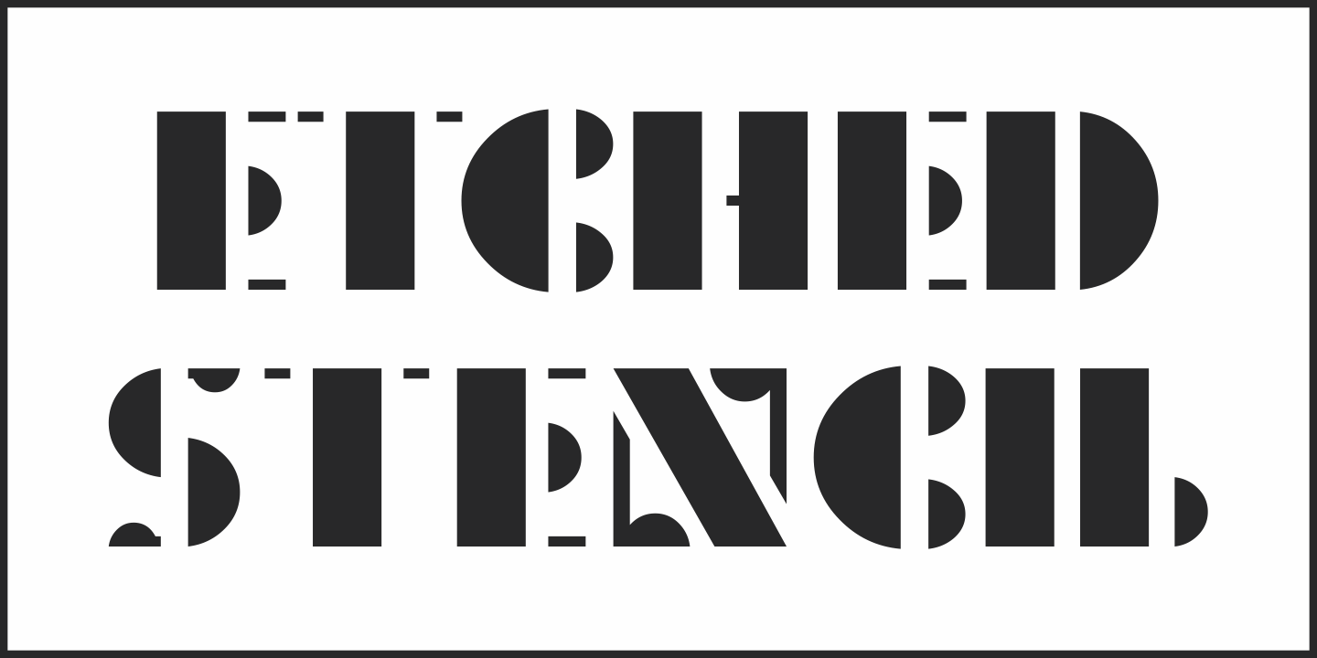 Etched Stencil JNL Oblique Font preview